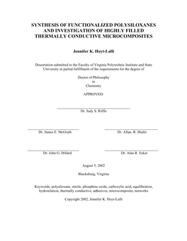 Synthesis of Functionalized Polysiloxanes and Investigation of Highly Filled Thermally Conductive Microcomposites