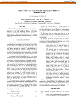 Assignment 2: Loudspeaker Protection Plug-In Development