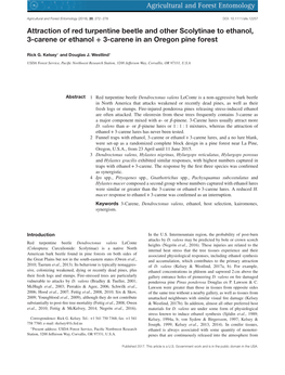 Attraction of Red Turpentine Beetle and Other Scolytinae to Ethanol, 3‐Carene Or Ethanol + 3‐Carene in an Oregon Pine Forest