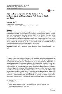 Methodology in Research on the Rainbow Body: Anthropological and Psychological Reflections on Death and Dying