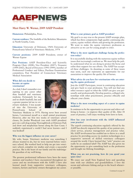 Meet Harry W. Werner, 2009 AAEP President