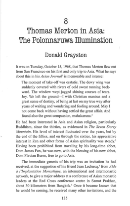 Thomas Merton in Asia: the Polonnaruwa Illumination