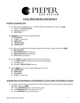 Civil Procedure Mnemonics