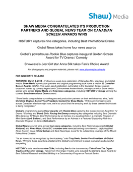 Shaw Media Csa Winners 2015