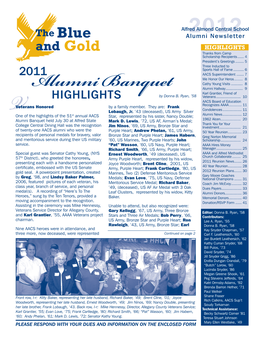 2012 Almond Central School the Blue Alumni Newsletter and Gold Highlights Thanks from Camp Scholarship Recipients