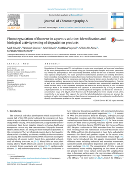 Photodegradation of Fluorene in Aqueous Solution: Identification And