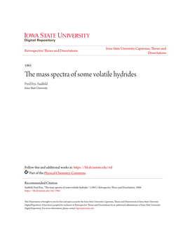 The Mass Spectra of Some Volatile Hydrides