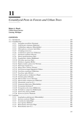 Cerambycid Pests in Forests and Urban Trees