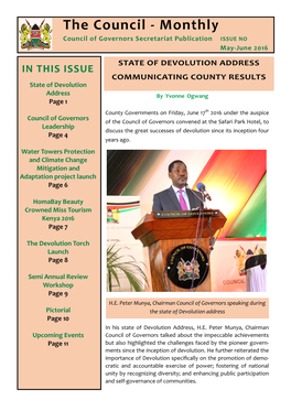 The Council - Monthly Council of Governors Secretariat Publication ISSUE NO May-June 2016