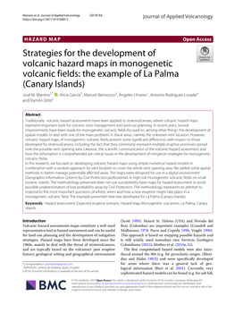 Strategies for the Development of Volcanic Hazard Maps in Monogenetic Volcanic Fields: the Example of La Palma (Canary Islands) José M