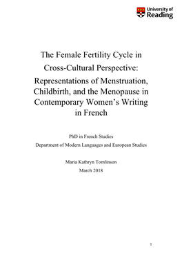 Representations of Menstruation, Childbirth, and the Menopause in Contemporary Women’S Writing in French
