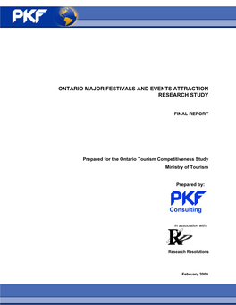 Ontario Major Festivals and Events Attraction Research Study