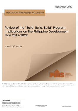 Build, Build, Build” Program: Implications on the Philippine Development Plan 2017-2022