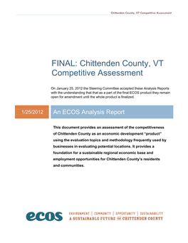 FINAL: Chittenden County, VT Competitive Assessment