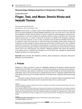 Finger, Text, and Moon: Dennis Hirota and Iwasaki Tsuneo