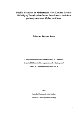 Pacific Islanders in Mainstream New Zealand Media: Visibility of Pacific Island News Broadcasters and Their Pathways Towards Higher Positions