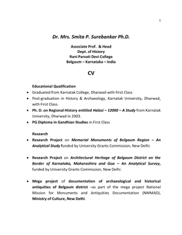 Dr. Mrs. Smita P. Surebankar Ph.D