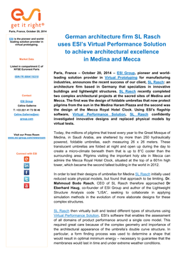 German Architecture Firm SL Rasch Uses ESI's Virtual Performance