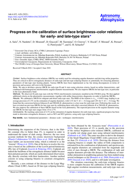 Progress on the Calibration of Surface Brightness–Color Relations for Early- and Late-Type Stars? A