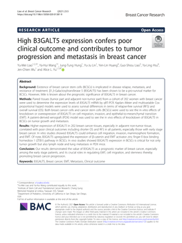 High B3GALT5 Expression Confers Poor