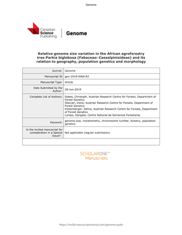 Fabaceae: Caesalpinioideae) and Its Relation to Geography, Population Genetics and Morphology