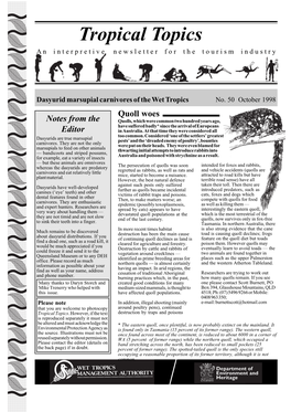 Dasyurid Marsupial Carnivores of the Wet Tropics No