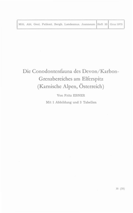 Die Conodontenfauna Des Devon/Karbon- Grenzbereiches Am