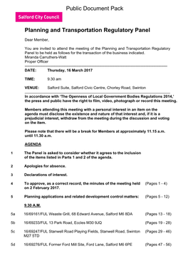 (Public Pack)Agenda Document for Planning and Transportation