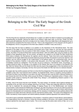 The Early Stages of the Greek Civil War Written by Panagiotis Bakalis