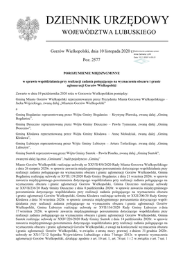 Porozumienie Międzygminne Z Dnia 19 Października 2020 R