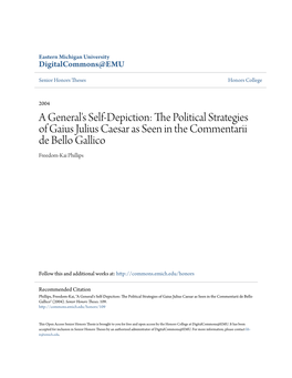 The Political Strategies of Gaius Julius Caesar As Seen in the Commentarii De Bello Gallico