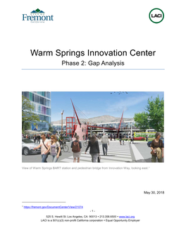 Warm Springs Innovation Center Phase 2: Gap Analysis