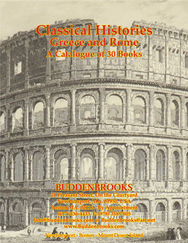 Classical Histories Greece and Rome a Catalogue of 30 Books