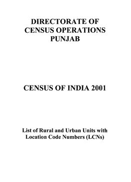 List of Rural and Urban Units with Location Code Number (Lcns)