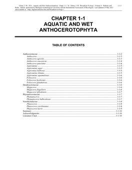 Volume 4, Chapter 1-1: Aquatic and Wetland: Anthocerotophyta