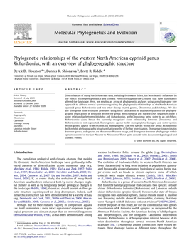 Phylogenetic Relationships of the Western North American Cyprinid Genus Richardsonius, with an Overview of Phylogeographic Structure