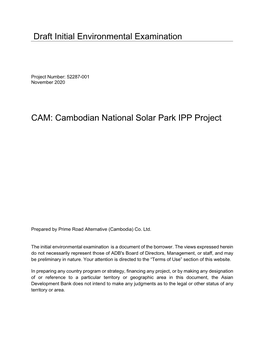 CAM: Cambodian National Solar Park IPP Project