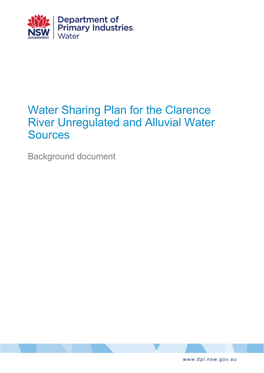 Water Sharing Plan for the Clarence River Unregulated and Alluvial Water Sources