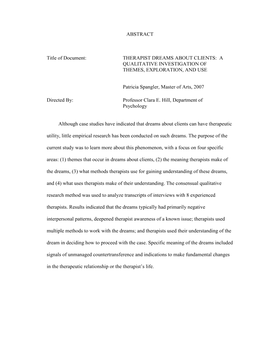 Therapist Dreams About Clients: a Qualitative Investigation of Themes, Exploration, and Use