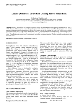 Locusts (Acrididae) Diversity in Gunung Bunder Forest Park