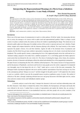 Interpreting the Representational Meanings of a Movie from a Subaltern Perspective: a Case Study of Kabali Shiva Thrishul Punyamurthy St