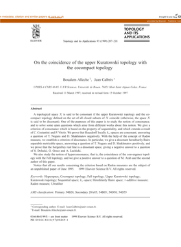 On the Coincidence of the Upper Kuratowski Topology with the Cocompact Topology