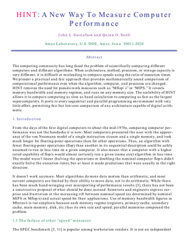 HINT: a New Way to Measure Computer Performance