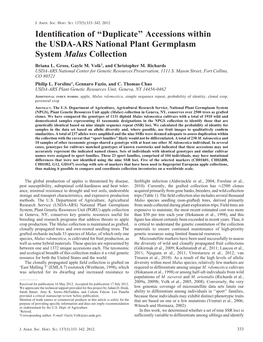 Accessions Within the USDA-ARS National Plant Germplasm System Malus Collection