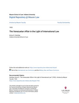 The Venezuelan Affair in the Light of International Law