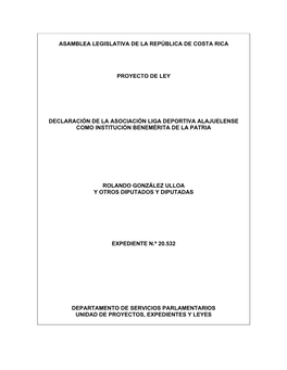 Asamblea Legislativa De La República De Costa Rica