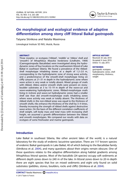 On Morphological and Ecological Evidence of Adaptive Differentiation