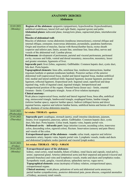 ANATOMY 2020/2021 Abdomen