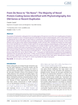 From De Novo to “De Nono”: the Majority of Novel Protein-Coding Genes Identified with Phylostratigraphy Are Old Genes Or