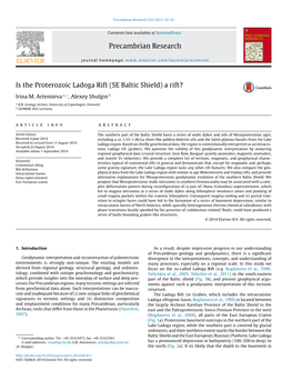 Is the Proterozoic Ladoga Rift (SE Baltic Shield) a Rift?